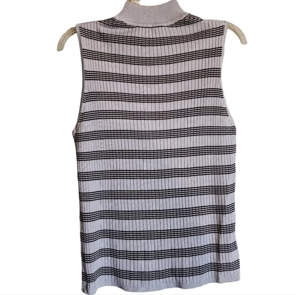 Vintage Burberrys Silk Blue Striped Sleeveless Ribbed Knit Women's Top S… - Picture 5 of 16